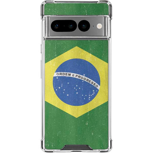 Brazil Flag Distressed Google Pixel 7 Pro Clear Case